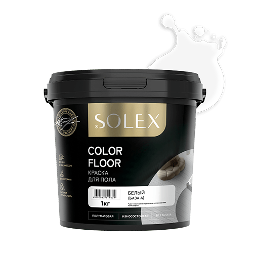 КРАСКА для пола SOLEX белый (база А) в п/э ведре по 2,5кг