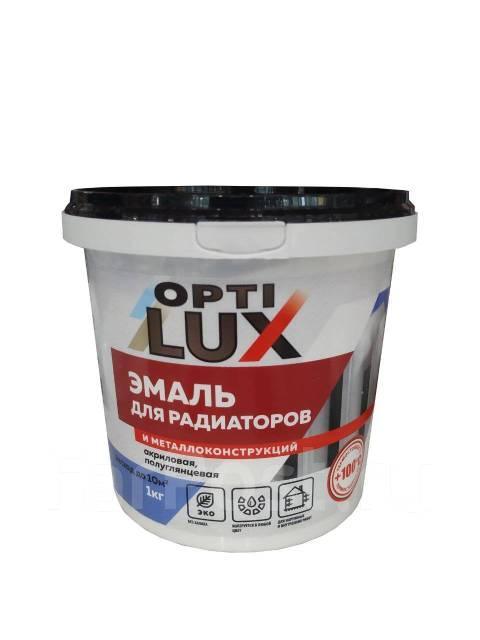 Эмаль ОПТИЛЮКС акриловая для радиаторов и металлоконструкций в п/э ведрах по 1,0кг