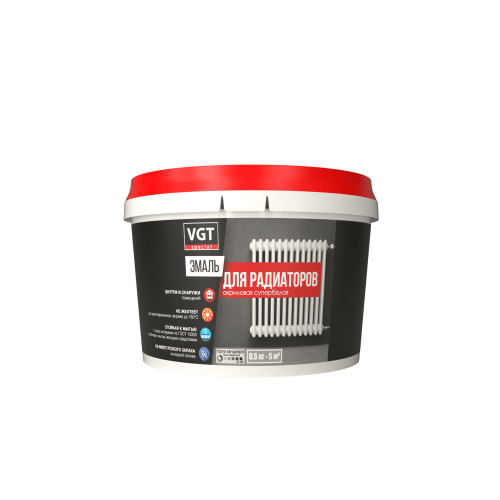 VGT ВД-АК-1179 ПРОФИ эмаль для радиаторов полуглянцевый,супербелый (0,5кг)
