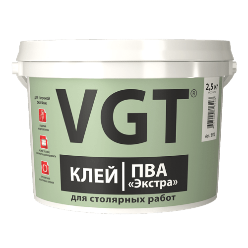 VGT клей ПВА «ЭКСТРА» для дерева, бумаги, картона и кожи (2,5кг)