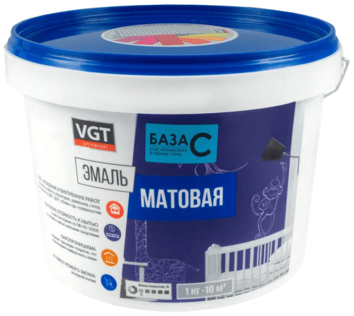 VGT ВД-АК-1179 ЭМАЛЬ АКРИЛОВАЯ МАТОВАЯ, универсальная, база С под колеровку(2,5кг)