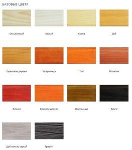 Цветовая карта ВГТ Лак пропиточный для дерева и камня