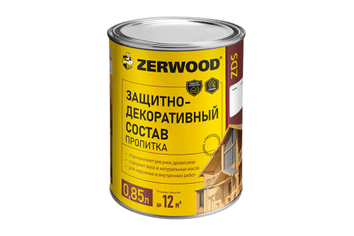 ЗАЩИТНО-ДЕКОРАТИВНЫЙ СОСТАВ ZERWOOD ZDS бесцветный в жб по 0,85л