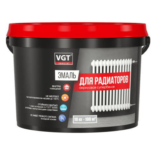 VGT ВД-АК-1179 ПРОФИ эмаль для радиаторов, матовая,супербелый (0,5кг)