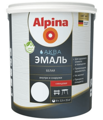 Alpina Аква Эмаль акриловая водно-дисперсионная База 3 глянцевая, 2,35 л/2,47 кг