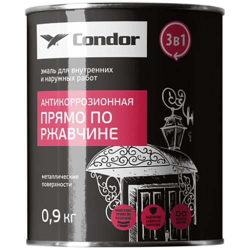 Эмаль антикоррозионная прямо по ржавчине 3 в 1 черная (Ral 9004), банка 1,8 кг